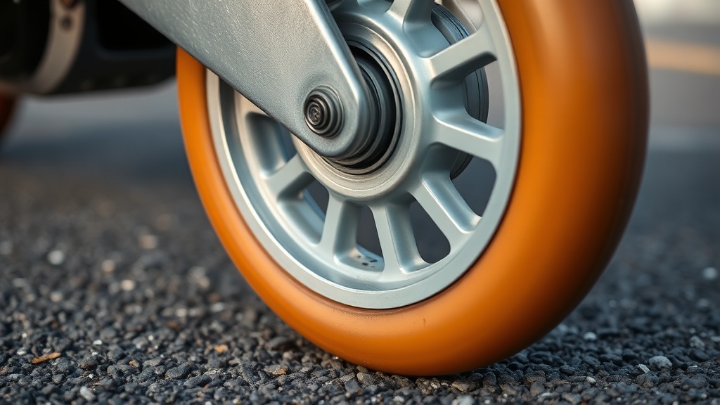 아스팔트 노면에서 하중에 의해 미세하게 변형되며 접지면을 넓히는 인라인 휠의 단면 모습